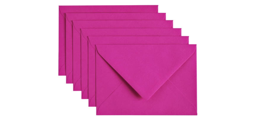 Enveloppe Papicolor C6 114x162mm rose vif paquet 6 pièces