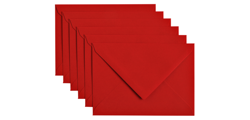 Papicolor Envelope C6 114x162mm red pack of 6 pieces
