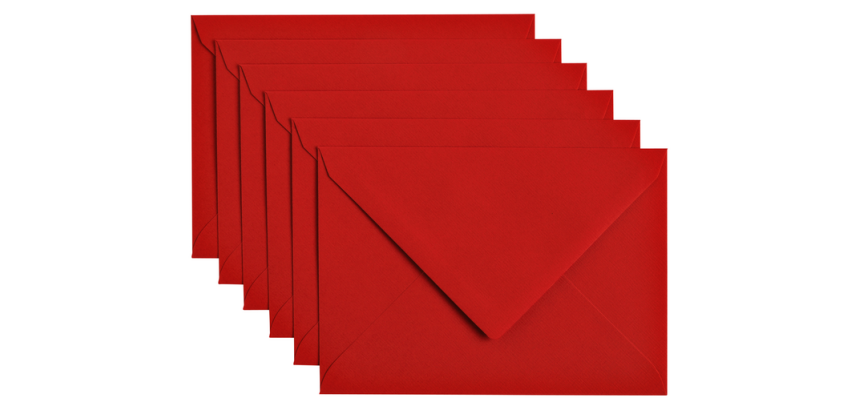 Papicolor-Umschlag C6 114x162mm Rot Packung mit 6 Stück