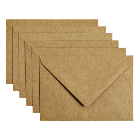 Envelop Papicolor C6 114x162mm kraft bruin pak à 6 stuks