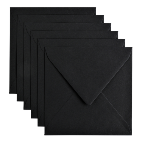 Enveloppe Papicolor 140x140mm noir corbeau paquet 6 pièces