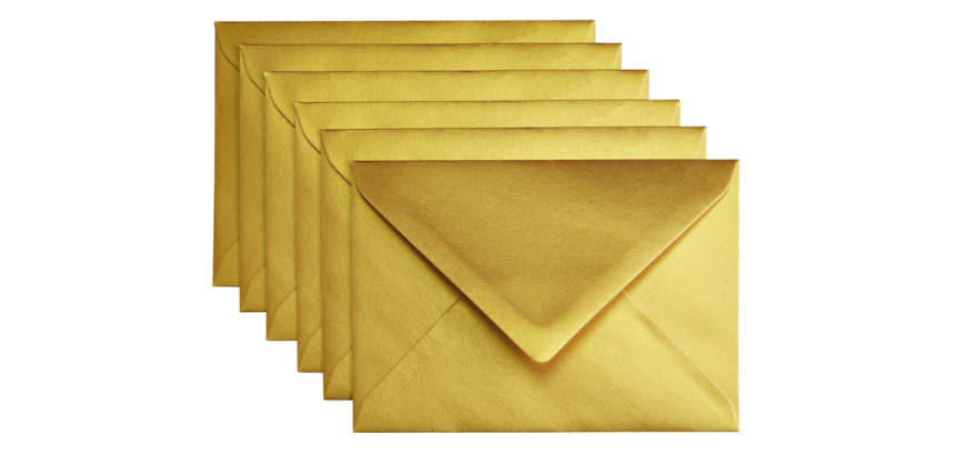 Enveloppe Papicolor C6 114x162mm or métallisé paquet 6 pièces