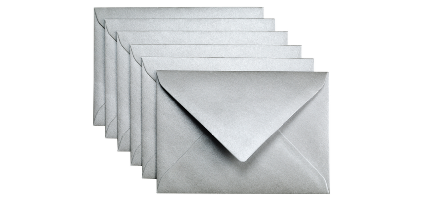 Papicolor Envelope C6 114x162mm metallic silver pack of 6 pieces
