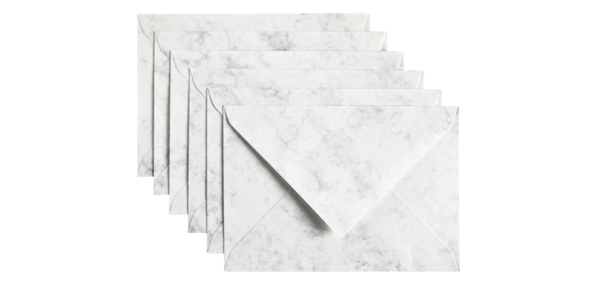 Enveloppe Papicolor C6 114x162mm gris marbré paquet 6 pièces