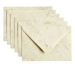 Enveloppe Papicolor C6 114x162mm ivoire marbré paquet 6 pièces