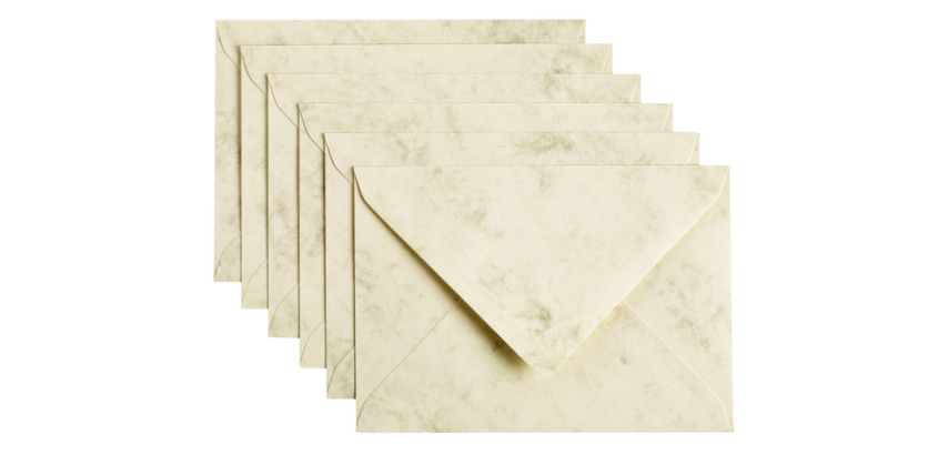Enveloppe Papicolor C6 114x162mm ivoire marbré paquet 6 pièces