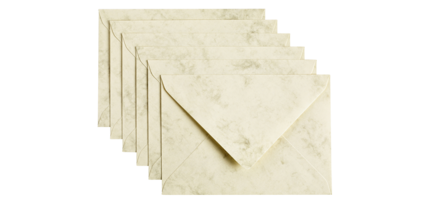Enveloppe Papicolor C6 114x162mm ivoire marbré paquet 6 pièces