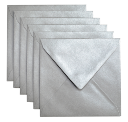 Enveloppe Papicolor 140x140mm argent métallisé paquet 6 pièces