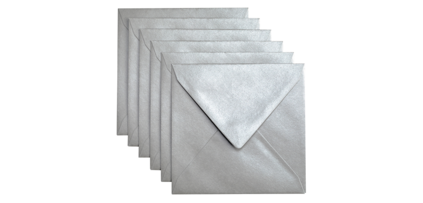 Papicolor Umschlag 140x140mm metallisches Silber Paket 6 Stück