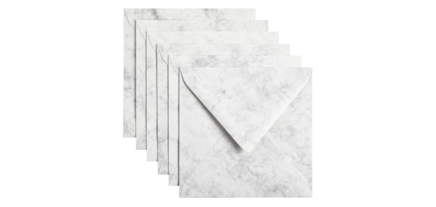 Enveloppe Papicolor 140x140mm gris marbré paquet 6 pièces