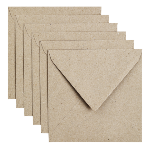 Envelop Papicolor 140x140mm kraft grijs pak à 6 stuks