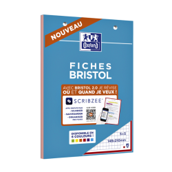 Flashcard Bristol Oxford A5 30 fiches bristol 210g carreau 5mm assorti