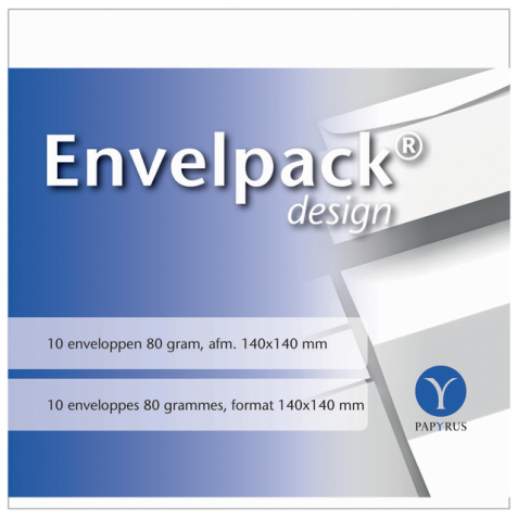 Enveloppe Papyrus Envelpack Design carré 894416140x140mm blanc 10 pièces