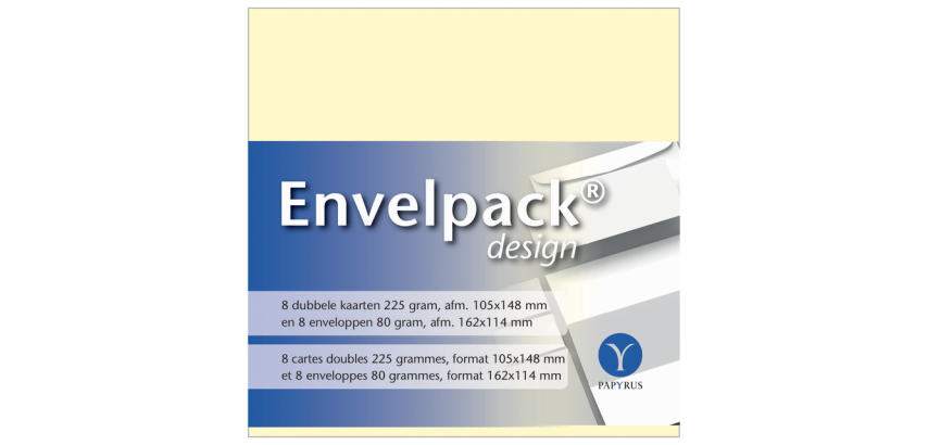 Doppelkarten + Umschlag Papyrus Envelpack Design 894430 C6 114x162mm Elfenbein 8 Stück