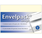 Carte double Papyrus Envelpack Design A6 105x148mm ivoire 894450 15 pièces