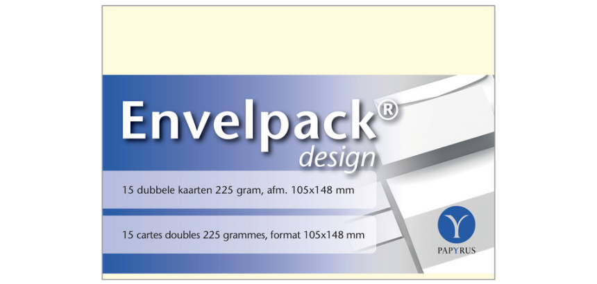 Carte double Papyrus Envelpack Design A6 105x148mm ivoire 894450 15 pièces