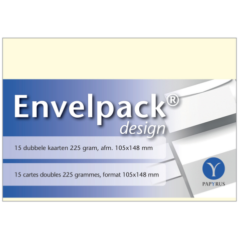 Carte double Papyrus Envelpack Design A6 105x148mm ivoire 894450 15 pièces