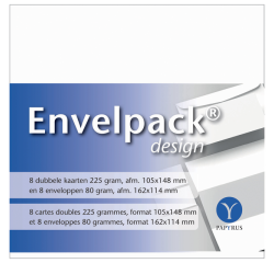Dubbele kaart Papyrus Envelpack Design C6 114x162mm wit 894436 set van 8