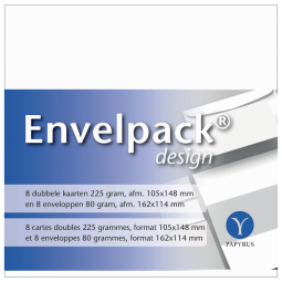 Carte double + enveloppe Papyrus Envelpack Design C6 114x162mm blanc 894436