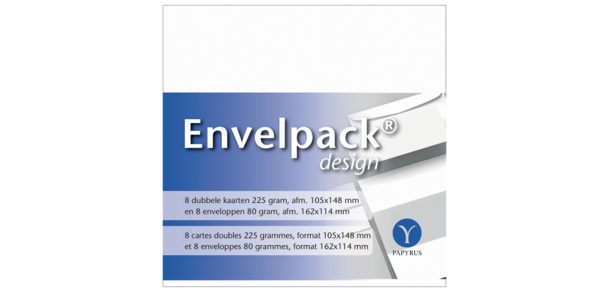 Carte double + enveloppe Papyrus Envelpack Design 894436 C6 114x162mm blanc 8 pièces