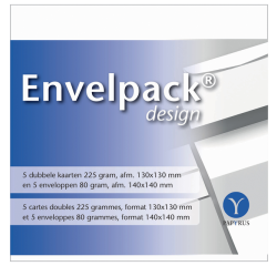 Dubbele kaart Papyrus Envelpack Design vierkant 140x140mm wit 894446 set van 5