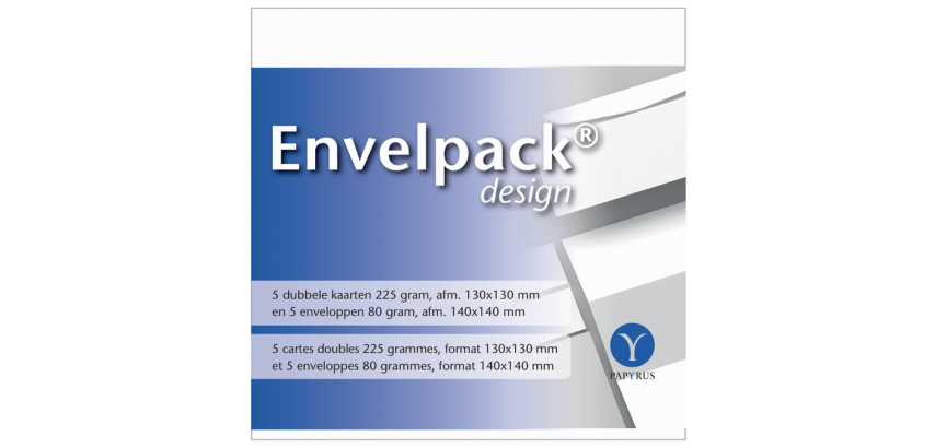 Double card + envelope Papyrus Envelpack Design 894446 square 140x140mm white 5 pieces