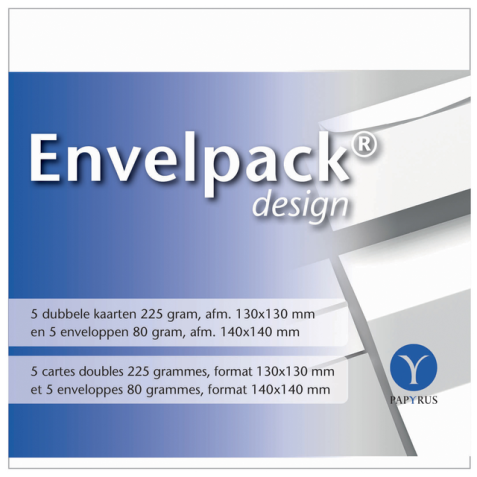 Carte double + enveloppe Papyrus Envelpack Design 894446 carré 140x140mm blanc 5 pièces