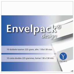 Carte double Papyrus Envelpack Design carré 130x130mm blanc 894466