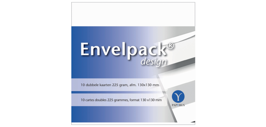 Carte double Papyrus Envelpack Design carré 130x130mm blanc 894466 10 pièces