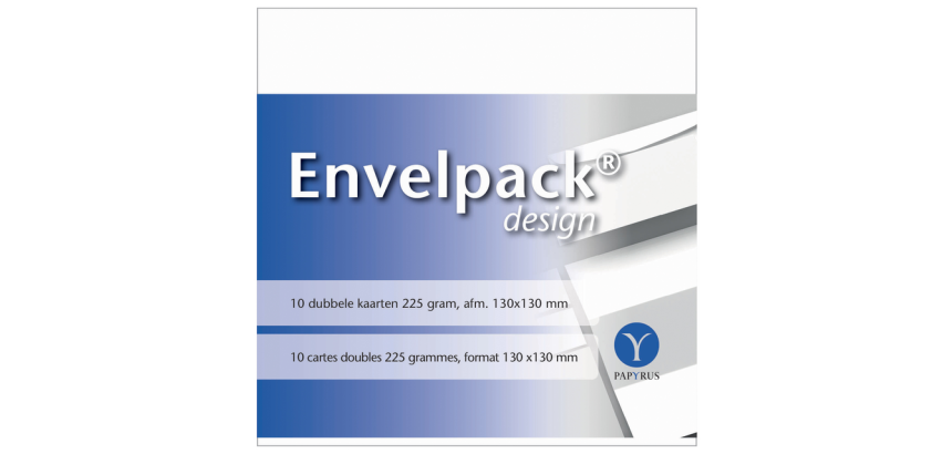 Carte double Papyrus Envelpack Design carré 130x130mm blanc 894466 10 pièces
