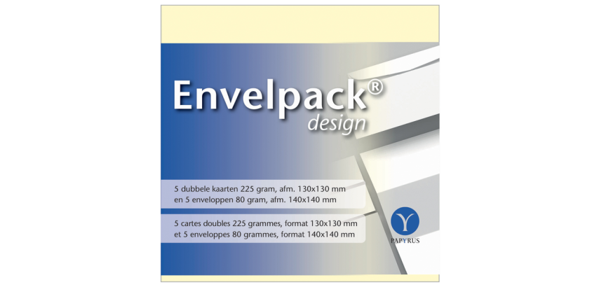 Carte double + enveloppe Papyrus Envelpack Design 894440 140x140mm ivoire 5 pièces