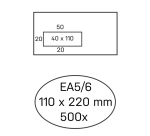Enveloppe Hermes EA5/6 110x220mm fenêtre gauche 4x11 autocollant 500 pièces