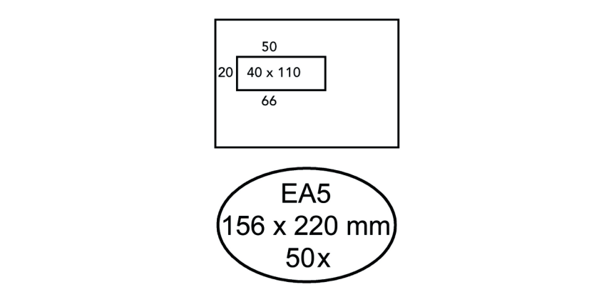 Enveloppe Hermes EA5 156x220mm fenêtre gauche 4x11 autocollant 50 pièces