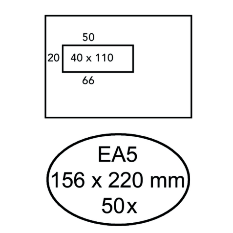 Envelop Hermes EA5 156x220mm venster 4x11links zelfklevend 50 stuks