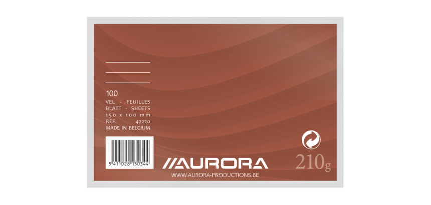 Aurora System Sheet 150x100mm lined + header margin 210g white 100 sheets