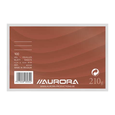 Fiche Système Aurora 150x100mm ligné + marge en-tête 210g blanc