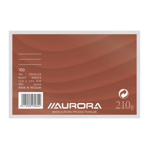 Fiche Système Aurora 150x100mm ligné + marge en-tête 210g blanc