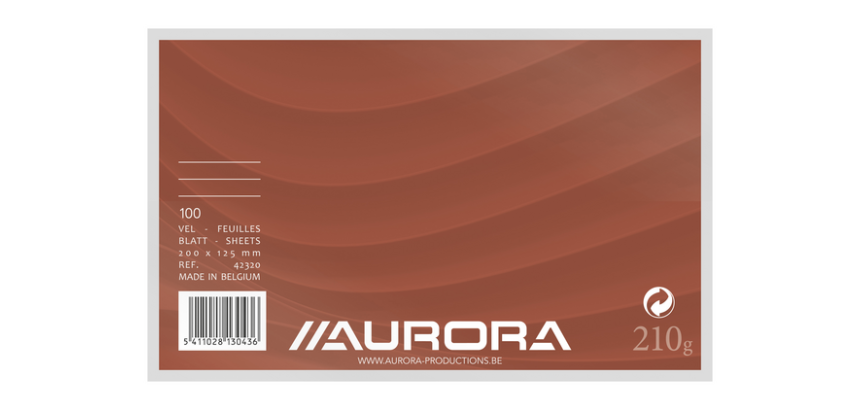 Aurora System Sheet 200x125mm lined + red header margin 210g white 100 sheets