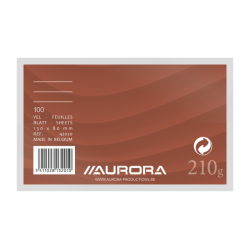 Fiche Système Aurora 130x80mm ligné + marge en-tête rouge 210g blanc 100 feuilles