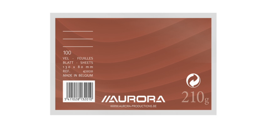 Aurora System Sheet 130x80mm lined + red header margin 210g white 100 sheets