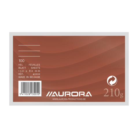 Fiche Système Aurora 130x80mm ligné + marge en-tête rouge 210g blanc 100 feuilles