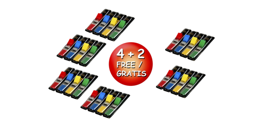 Marque-pages Post-it 6834 11,9x43,1mm 4+2 gratuits