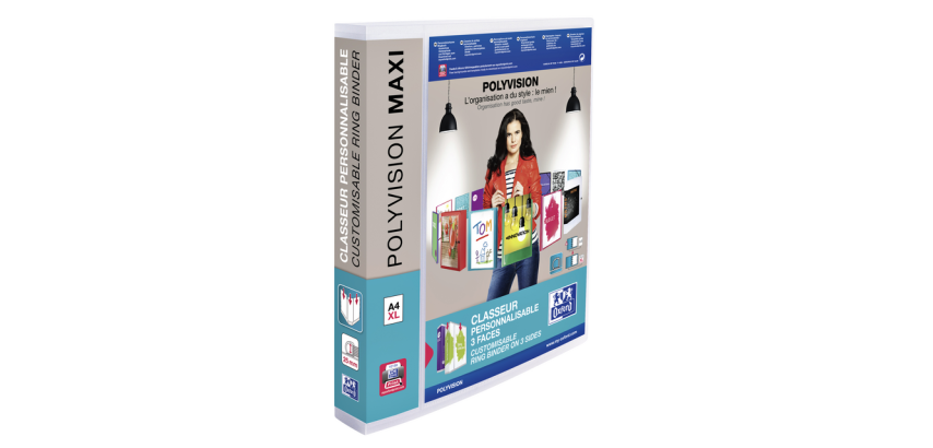 Classeur Panorama Oxford Polyvision Maxi A4 XL 4 anneaux méc-D 25mm transparent