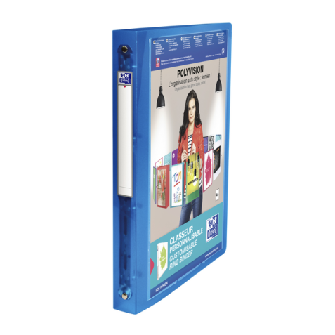 Presentatieringband Oxford Polyvision A4 4-rings O-mech 30mm blauw