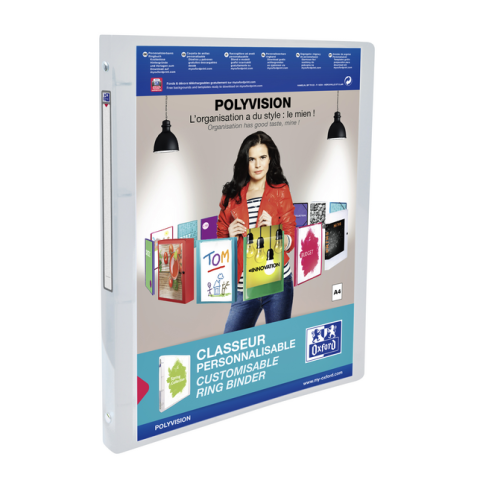 Presentatieringband Oxford Polyvision A4 4-rings O-mech 20mm transparant
