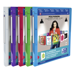 Binder Oxford polyvision customizable a4 spine 20mm 4 round rings polypro cover translucent assorted colors