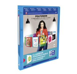 Classeur présentation Oxford Polyvision A4 4 anneaux méc-O 15mm bleu