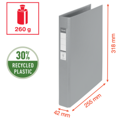 Classeur Esselte VIVIDA A4 2 anneaux méc-O 25mm PP gris