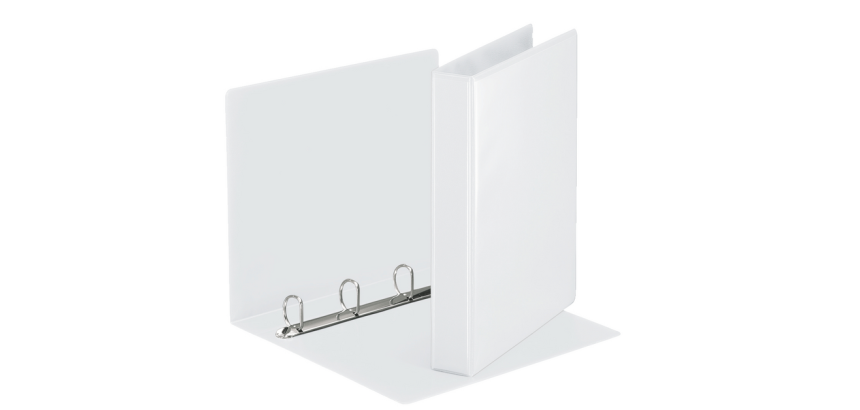 Esselte Panorama-Ordner Essentials A4, 4 D-Ringe, 30mm, weiß - Rückenbreite 50mm