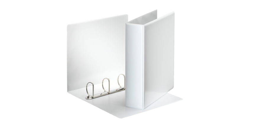 Esselte Essentials Panorama-Ordner A4 4-Ring-Mechanik D 50mm weiß - Rücken 75mm